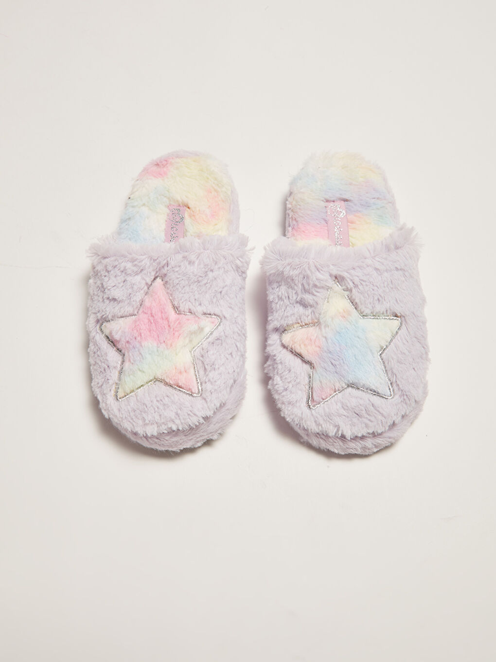 Lila Nakış Detaylı Pelüş Kız Çocuk Ev Terliği-2