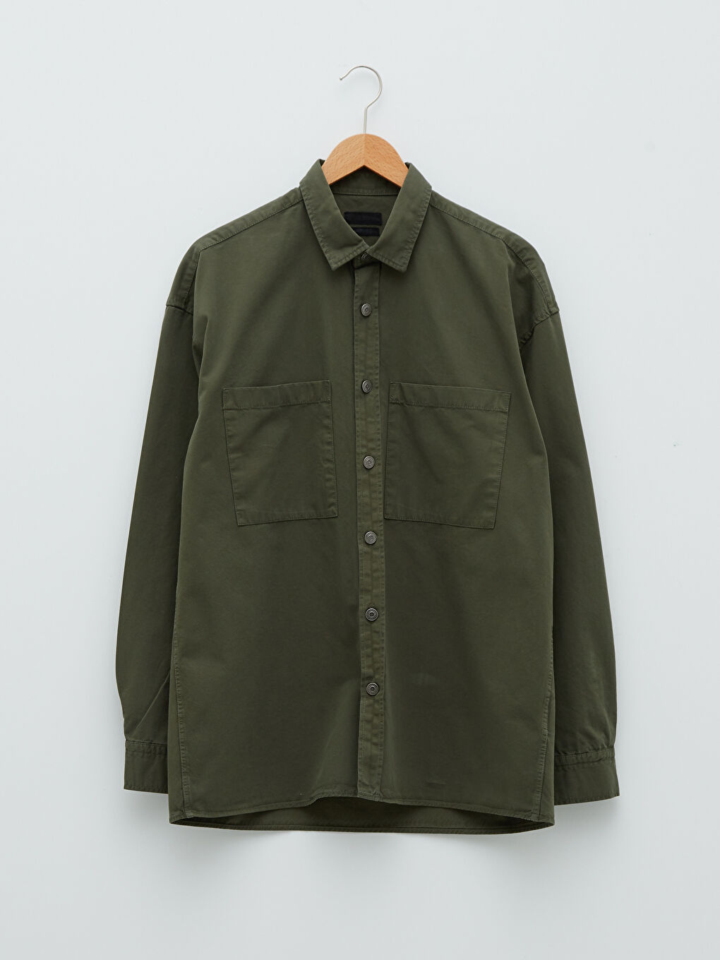 Regular Fit Long Sleeve Gabardine Men's Shirt Jacket