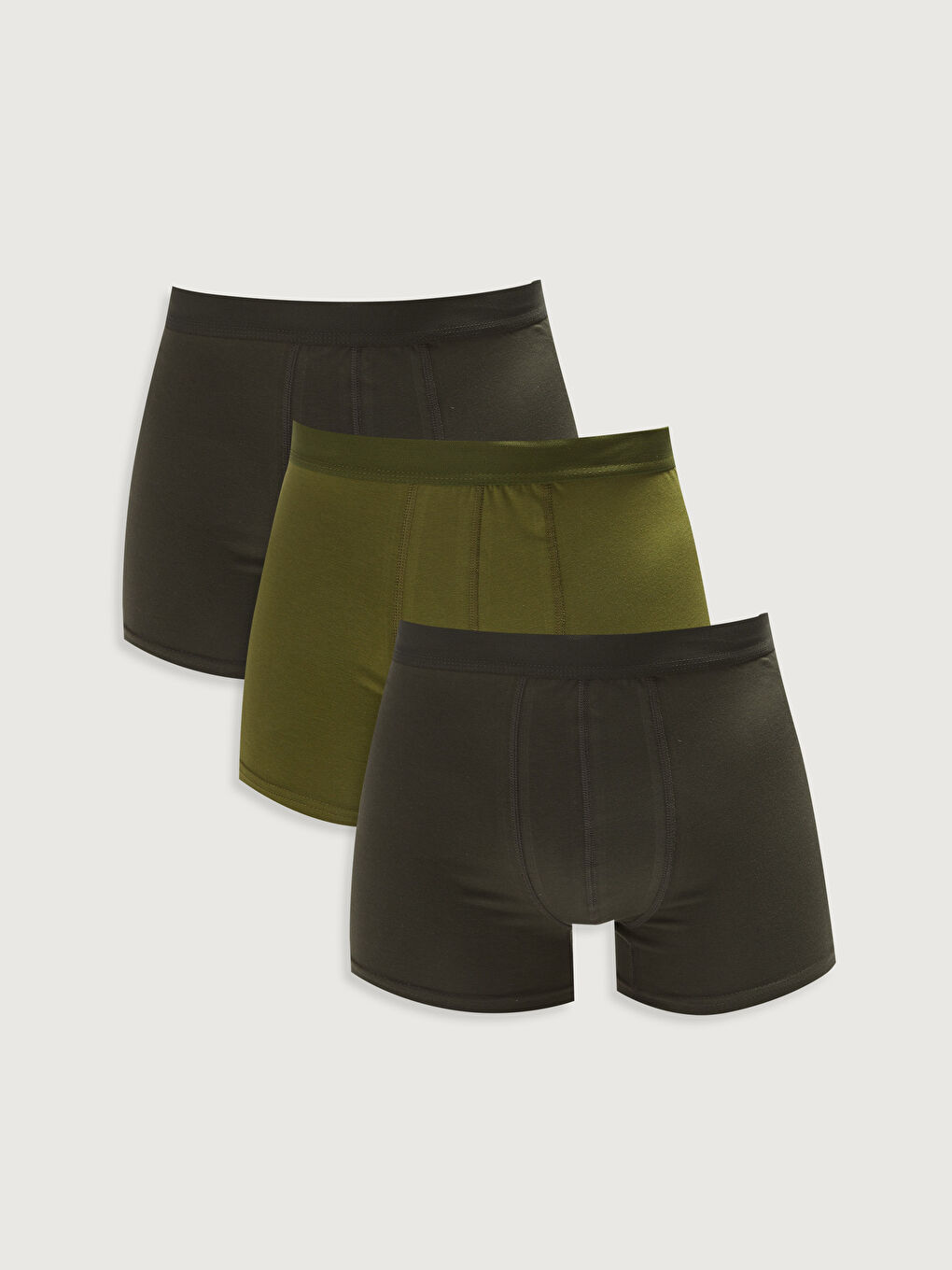 Haki Standart Kalıp Pamuklu Esnek Erkek Boxer 3'lü