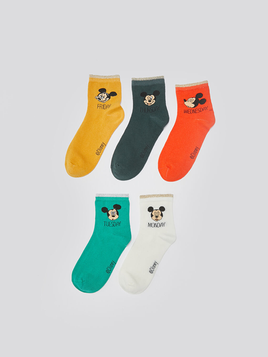 Mickey Mouse Printed Cotton Women's Socks 5 Pack-1