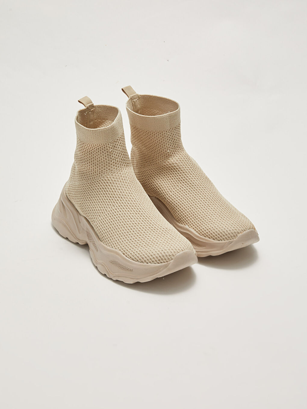 Bej Bilekli Çorap Model Kadın Aktif Spor Ayakkabı