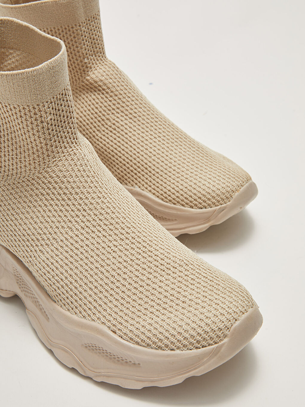 Bej Bilekli Çorap Model Kadın Aktif Spor Ayakkabı-5