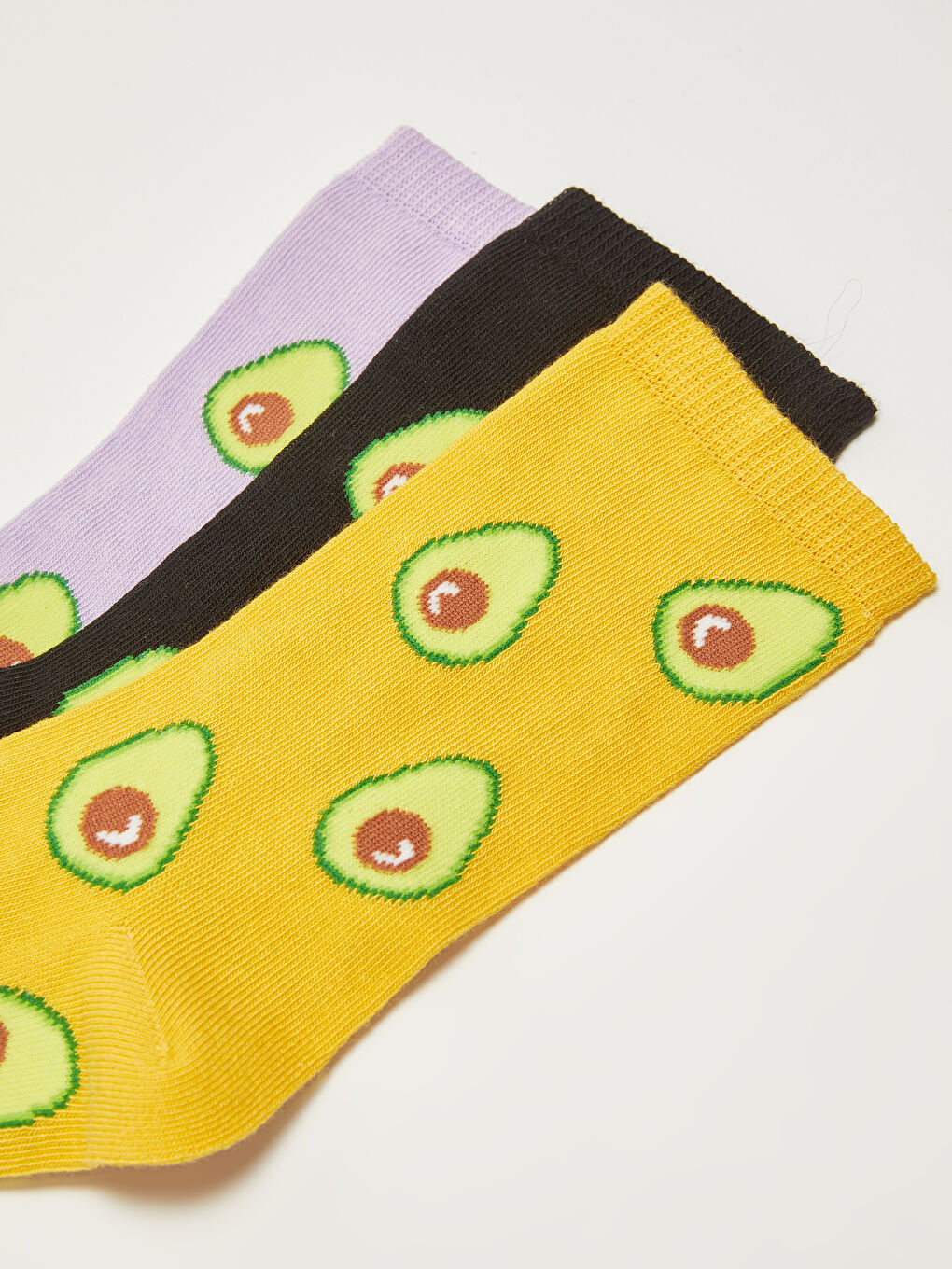 Lila Meyve Desenli Kadın Soket Çorap 3'lü-2