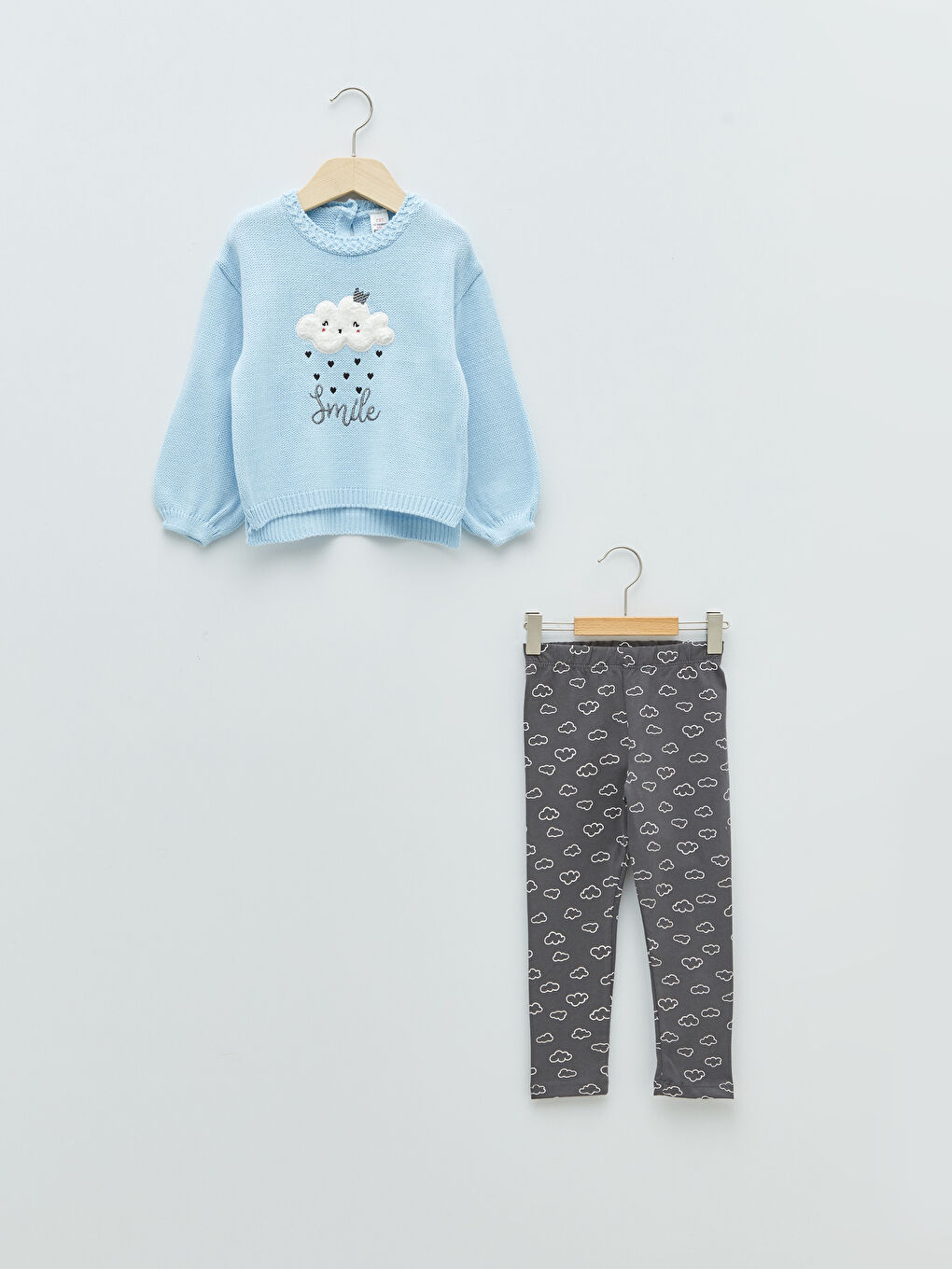LCW baby Crew Neck Long Sleeve Baby Girl Knitwear Sweater and Leggings 2-Pack Set -W15291Z1-QXE