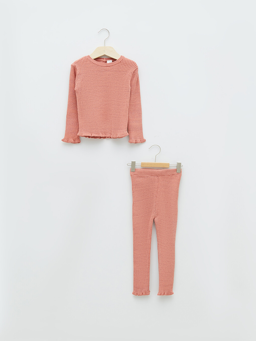 Crew Neck Long Sleeve Baby Girl Tricot Sweater and Trousers 2-Pack Set