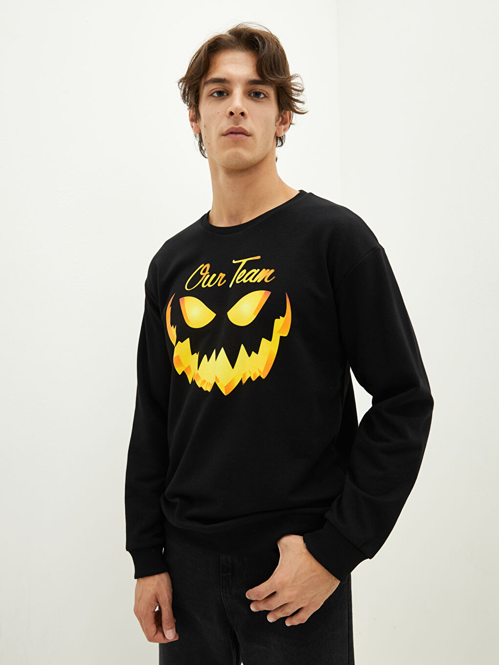 XSIDE Bisiklet Yaka Uzun Kollu Baskılı Kalın Erkek Sweatshirt Baba ve Oğul Kombini -W15328Z8-CVL