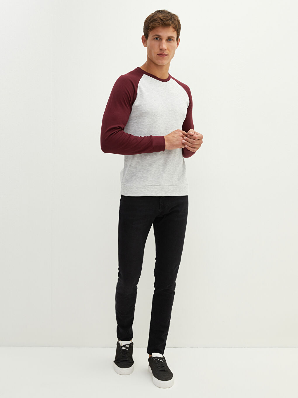 Crew Neck Long Sleeve Color Block Men's Sweatshirt-4