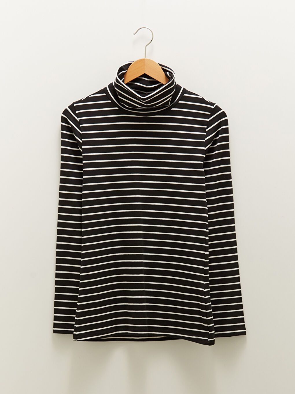 Funnel Neck Striped Long Sleeve Women's T-Shirt-7