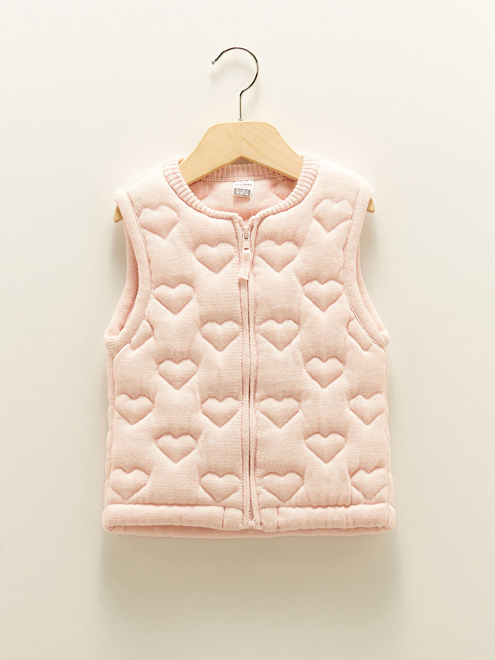 Crew Neck Patterned Baby Girl Zipper Knitwear Vest