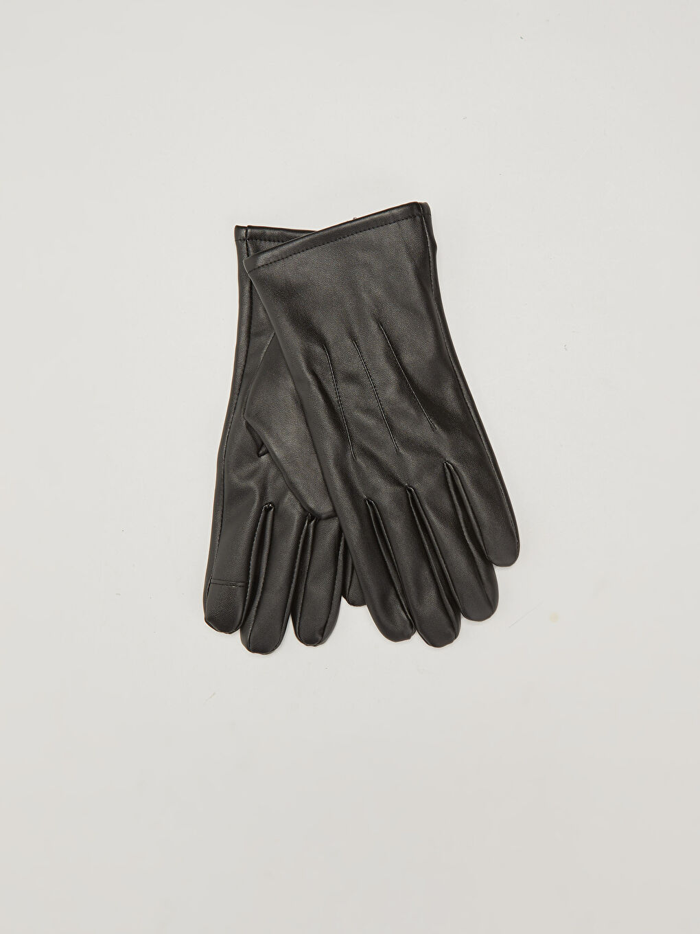 Siyah Deri Görünümlü Dokunmatik Özellikli Erkek Eldiven-1