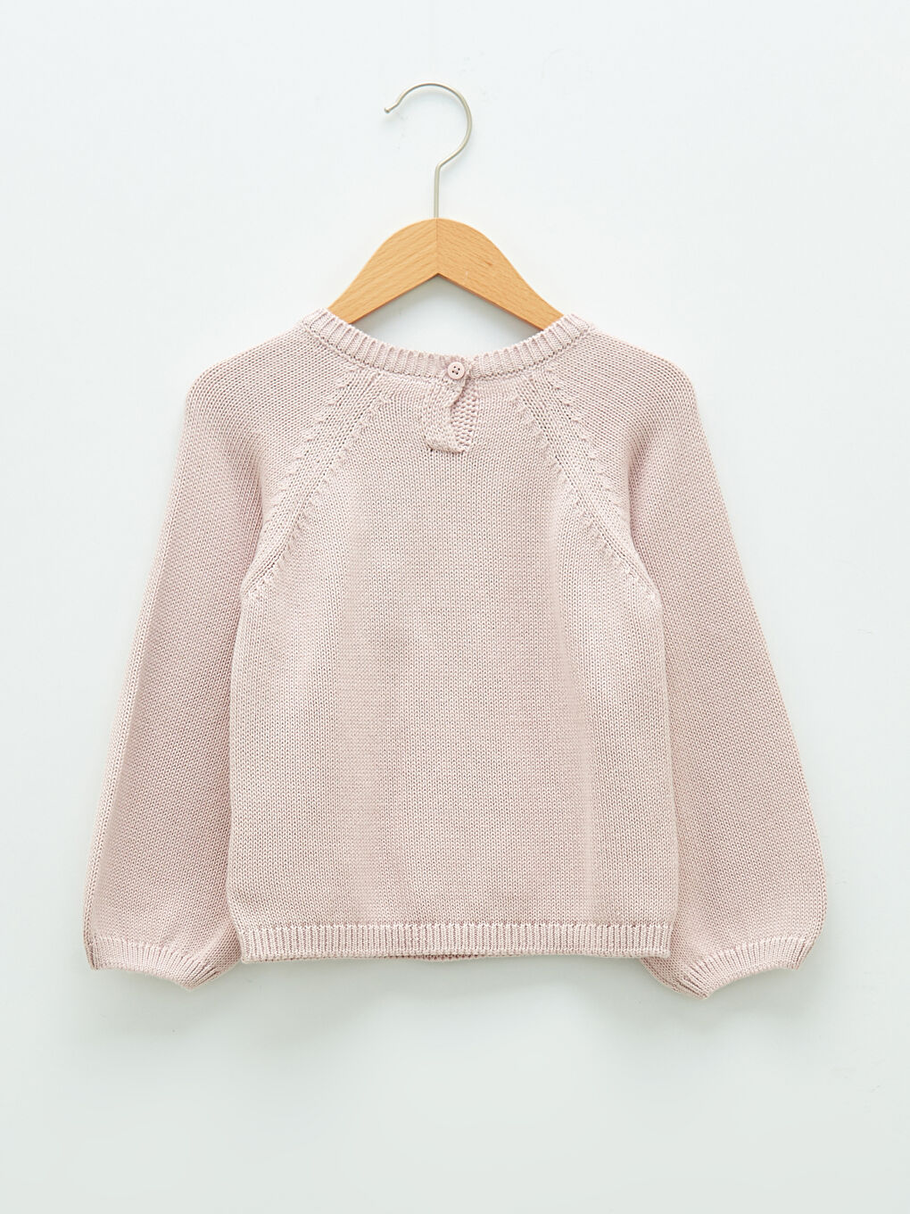 Lila Bisiklet Yaka Uzun Kollu Nakış Detaylı Kız Bebek Triko Kazak-1