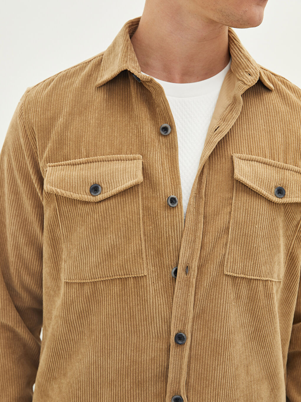 Relaxed Fit Long Sleeve Velvet Men's Shirt-3