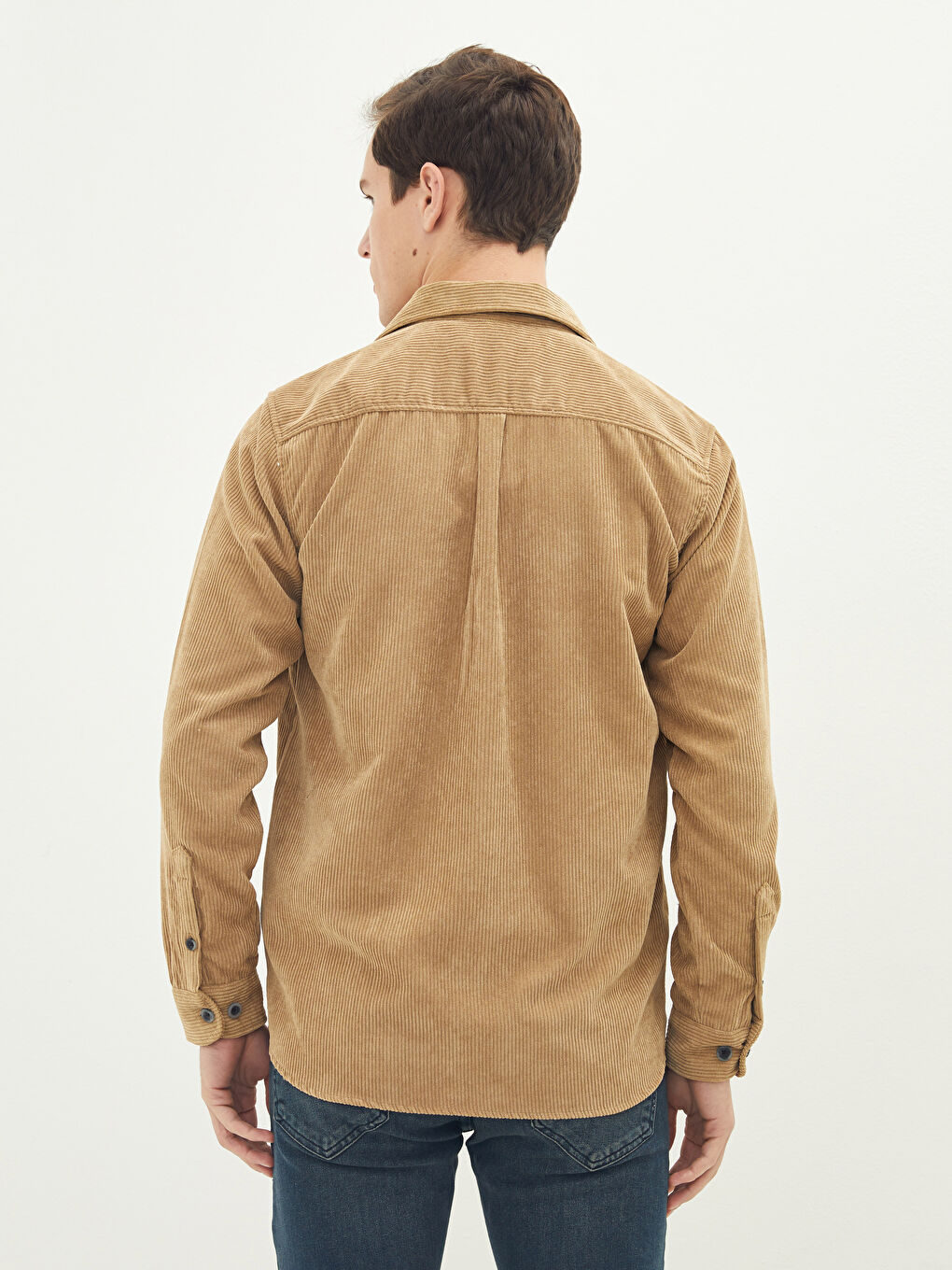 Relaxed Fit Long Sleeve Velvet Men's Shirt-4