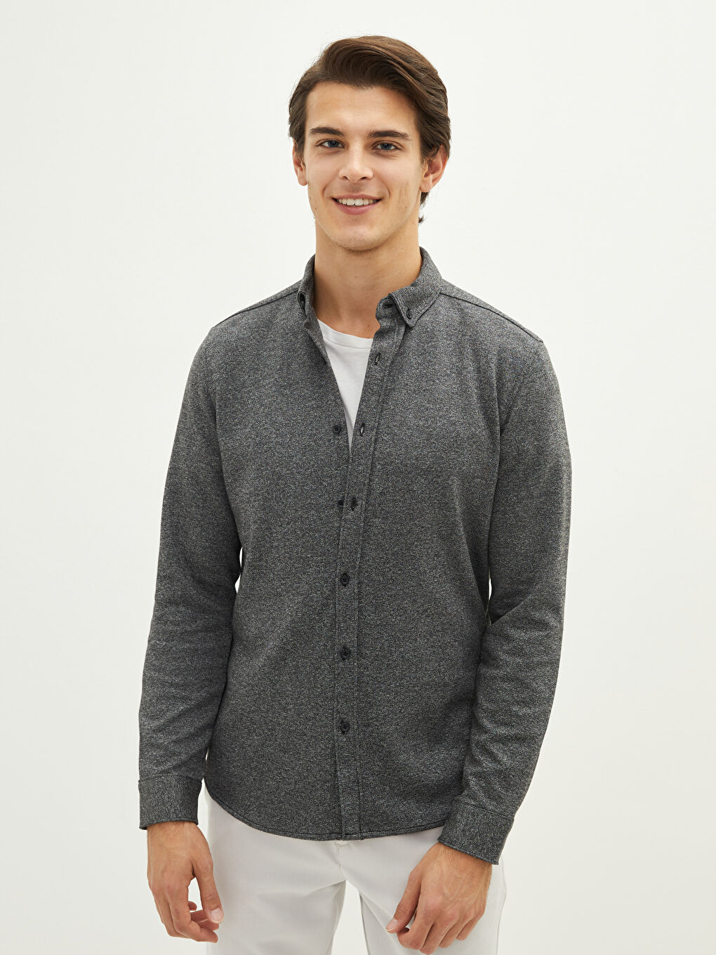 Slim Fit Long Sleeve Men's Shirt-1