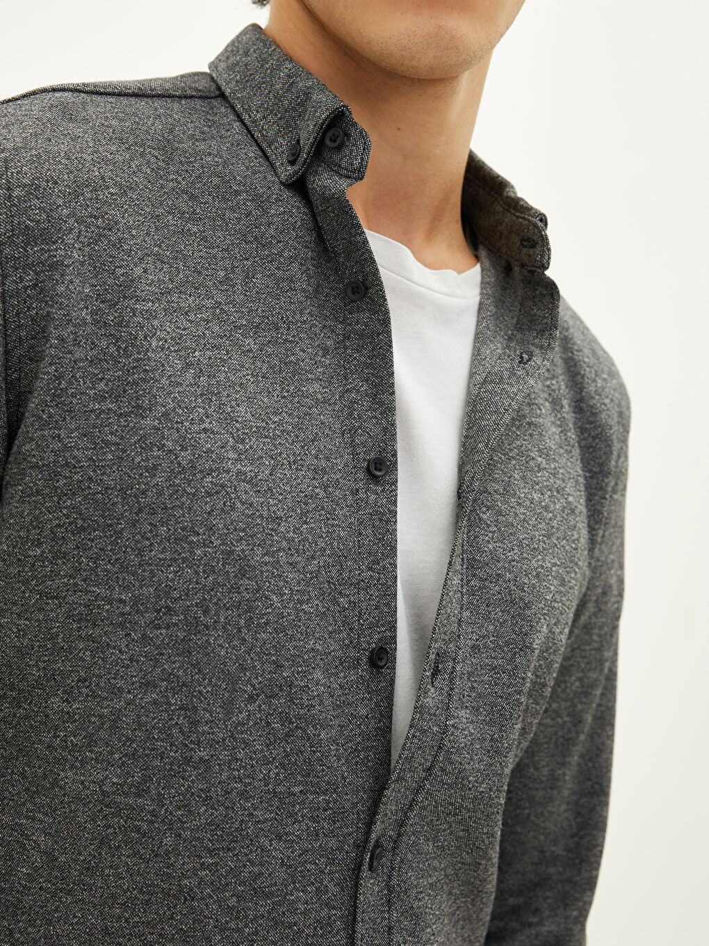 Slim Fit Long Sleeve Men's Shirt-4