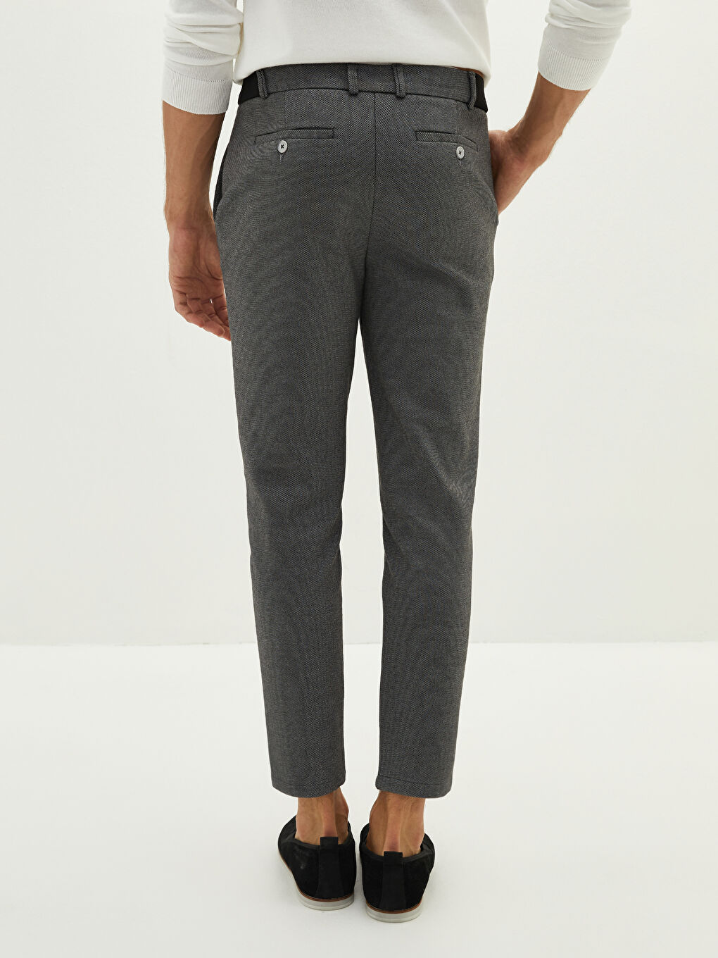 Schlank Geschnittene Strukturierte Herren Hosen-4