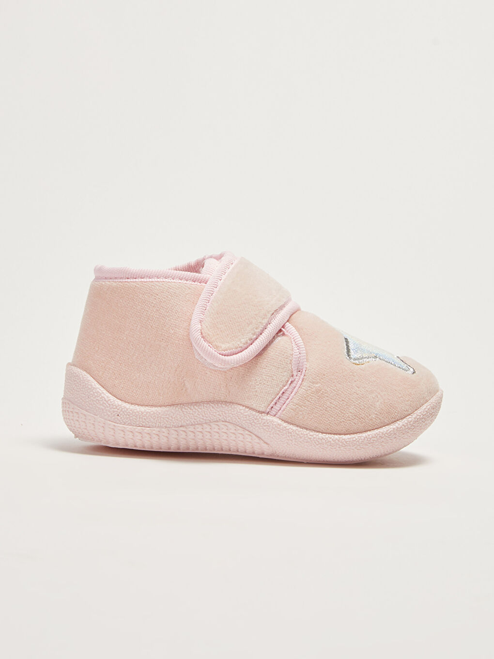 Домашние тапочки для малышек девочек с вышивкой и застежкой-липучкой-1