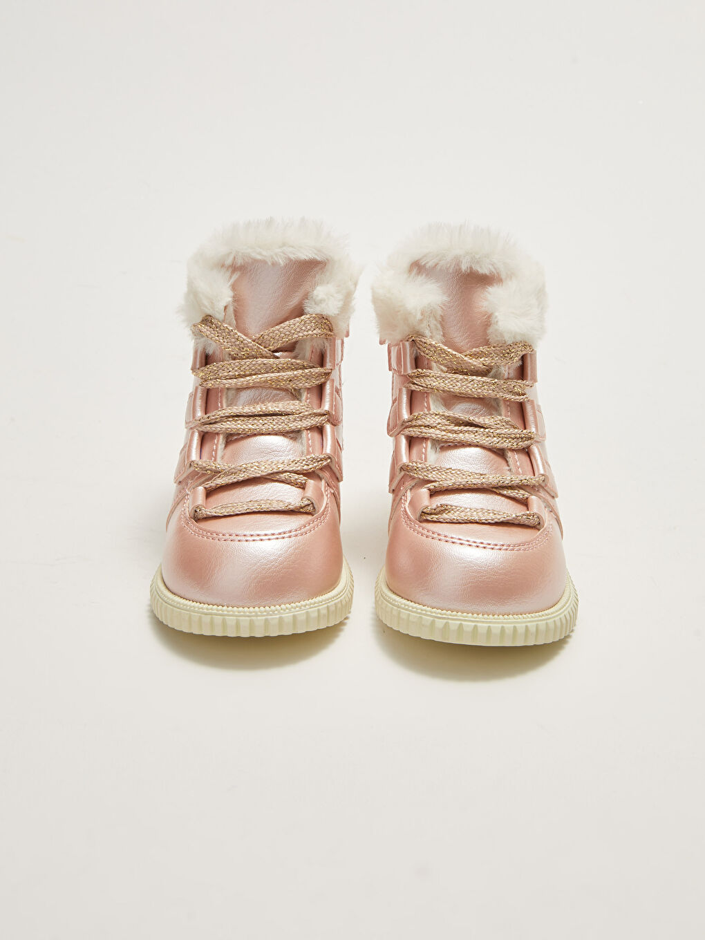 Pembe Bağcık ve Fermuarlı Kürk Astarlı Kız Bebek Bot-3