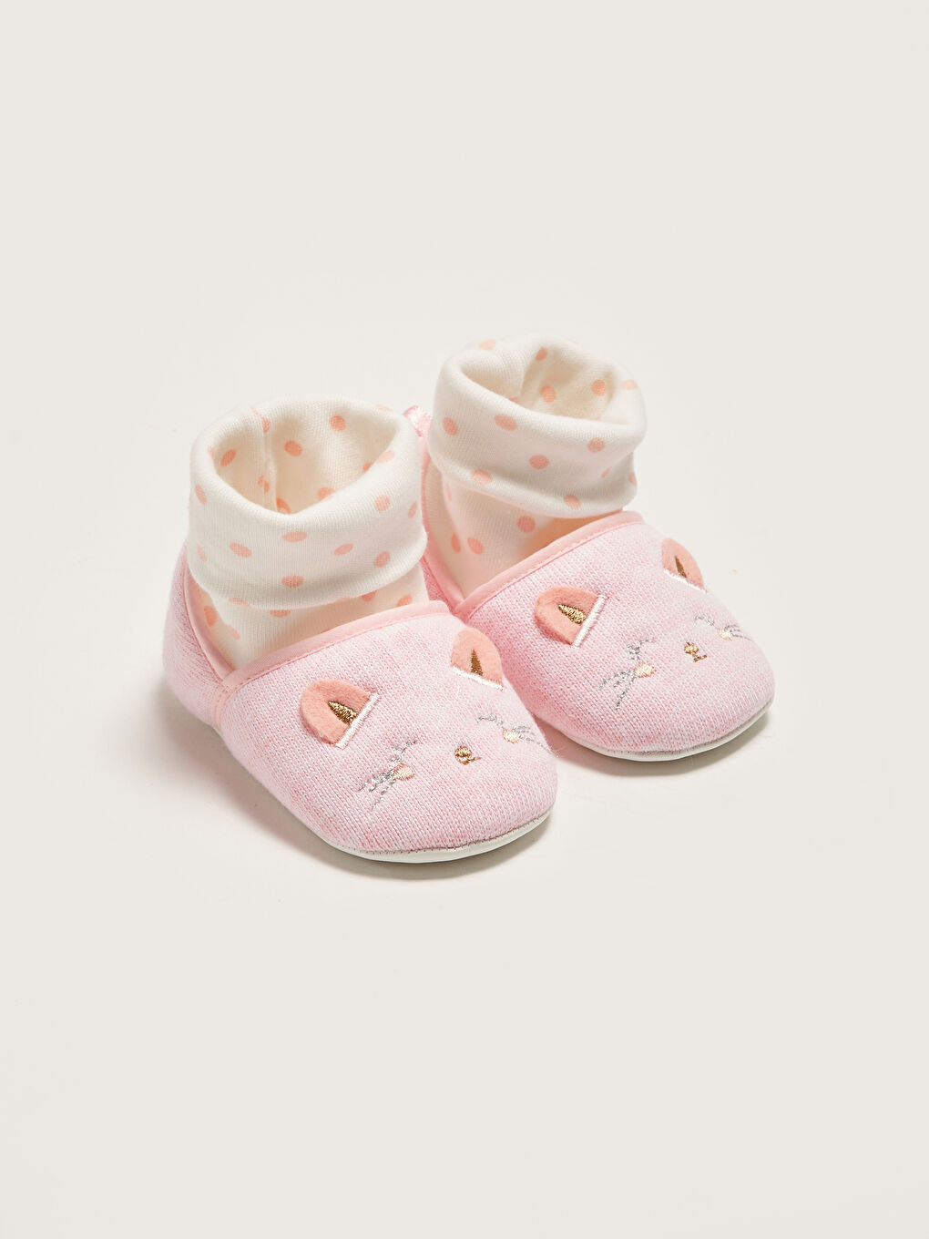 Pembe Pamuk Astarlı Çoraplı Kız Bebek Yürüme Öncesi Ayakkabı