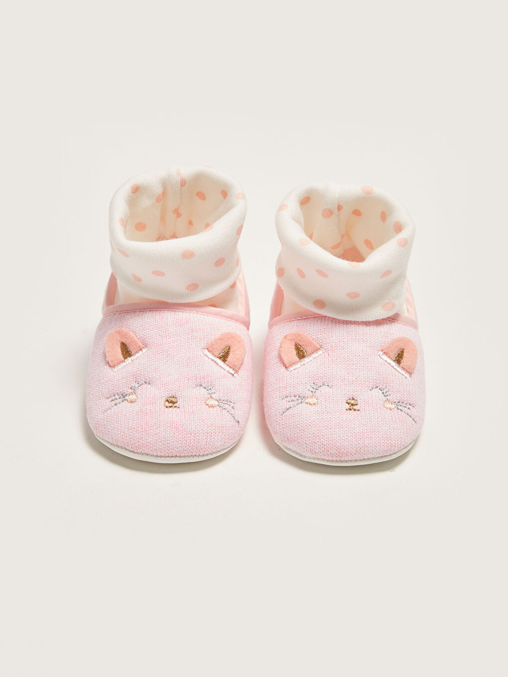 Pembe Pamuk Astarlı Çoraplı Kız Bebek Yürüme Öncesi Ayakkabı-1