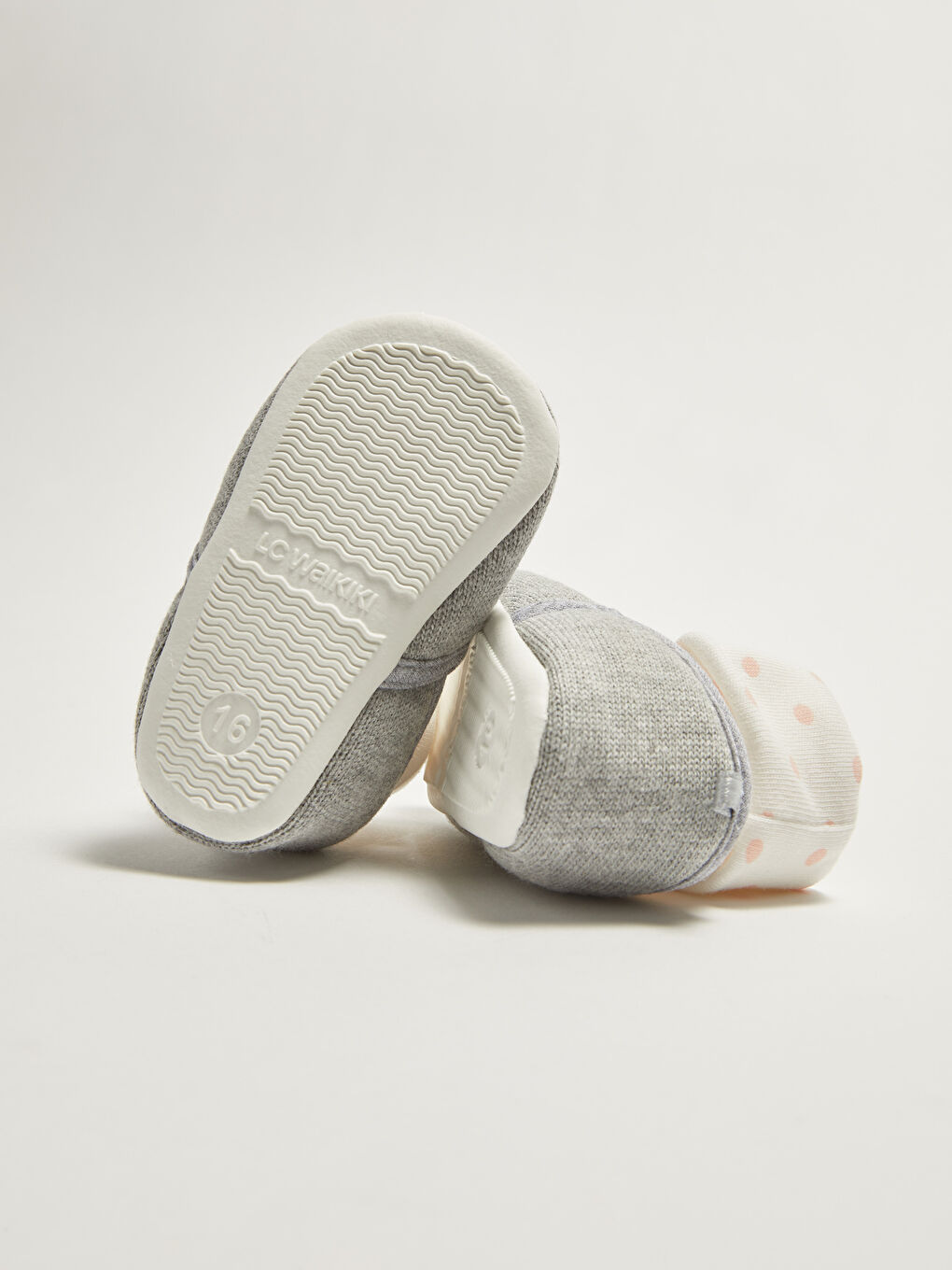 Gri Pamuk Astarlı Çoraplı Kız Bebek Yürüme Öncesi Ayakkabı-4