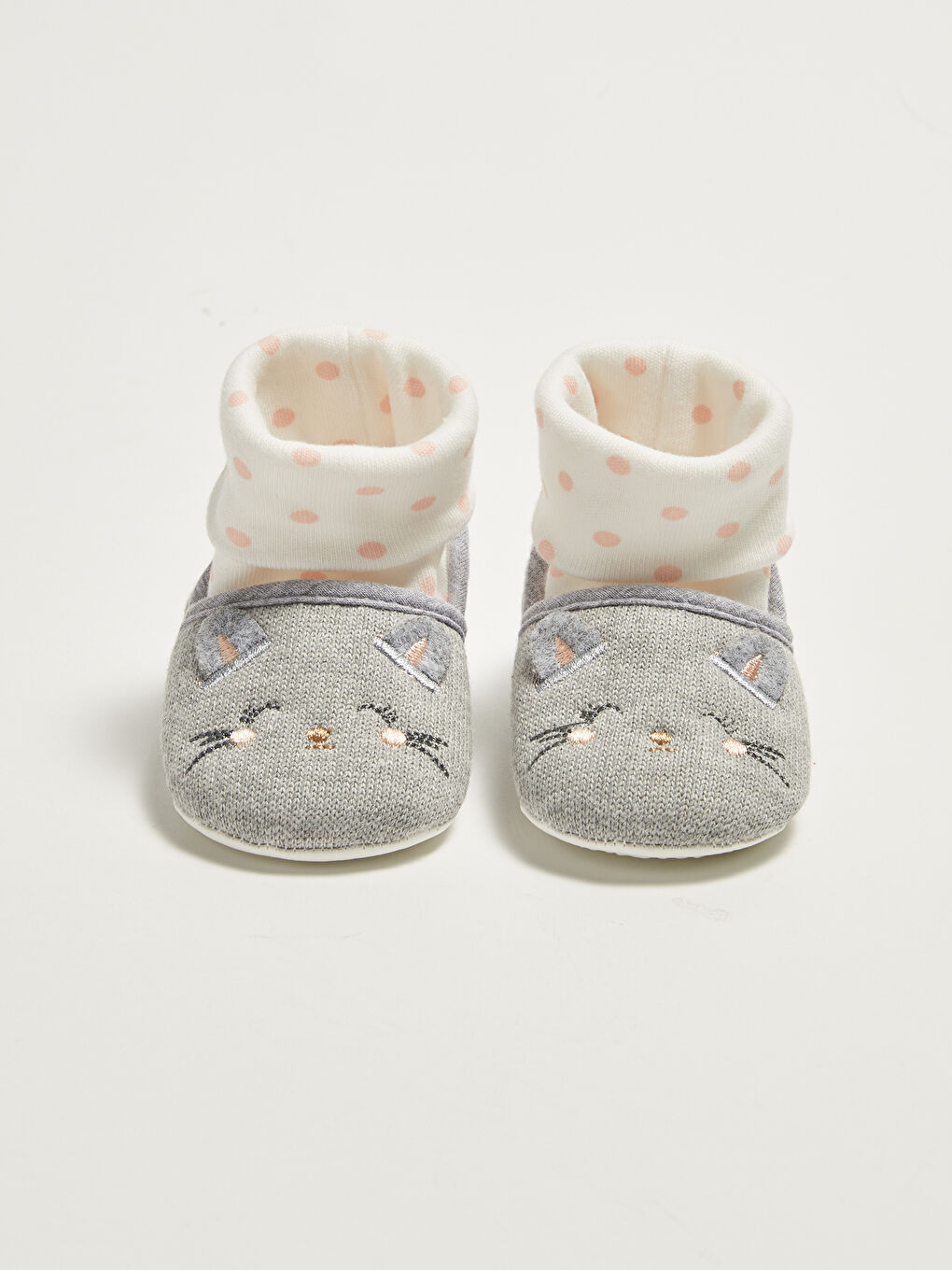 Gri Pamuk Astarlı Çoraplı Kız Bebek Yürüme Öncesi Ayakkabı-5
