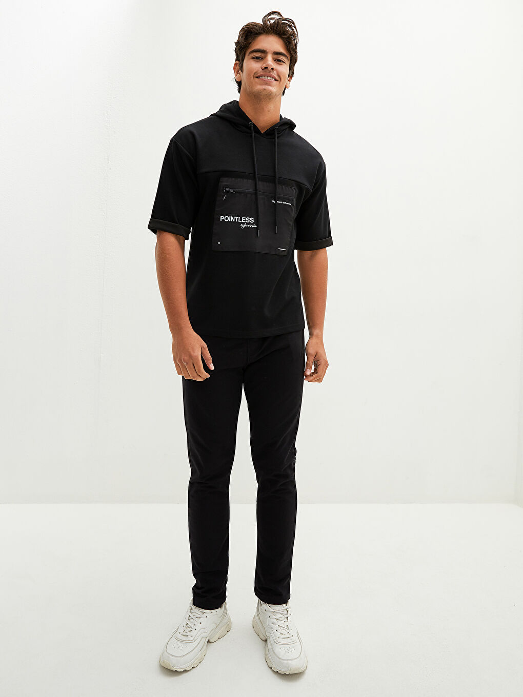 Short Sleeve Printed Men's Hoodie with Hood-2