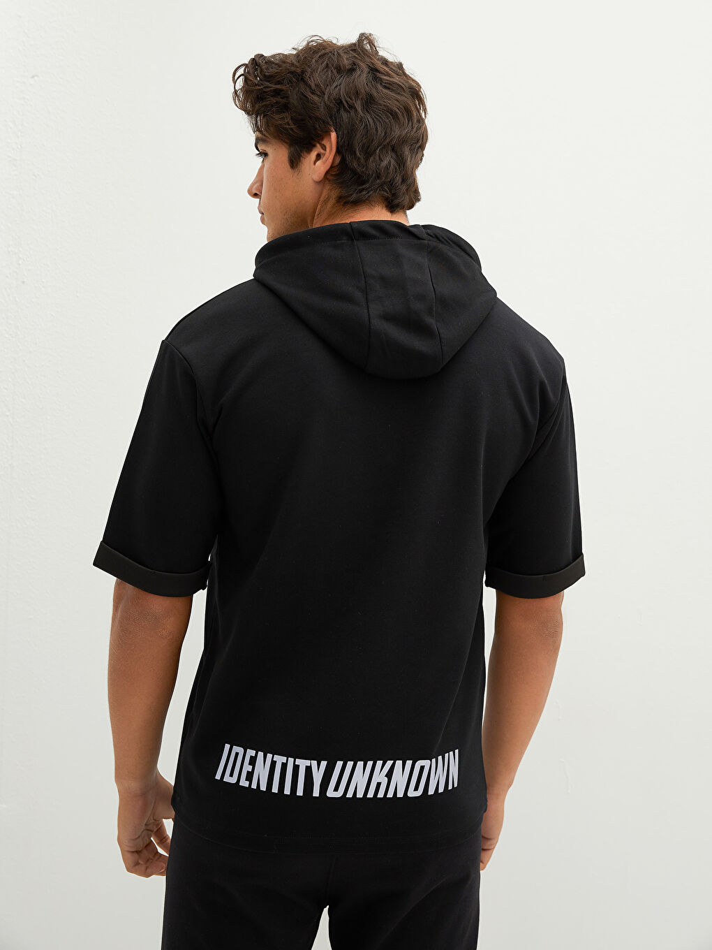 Short Sleeve Printed Men's Hoodie with Hood-3