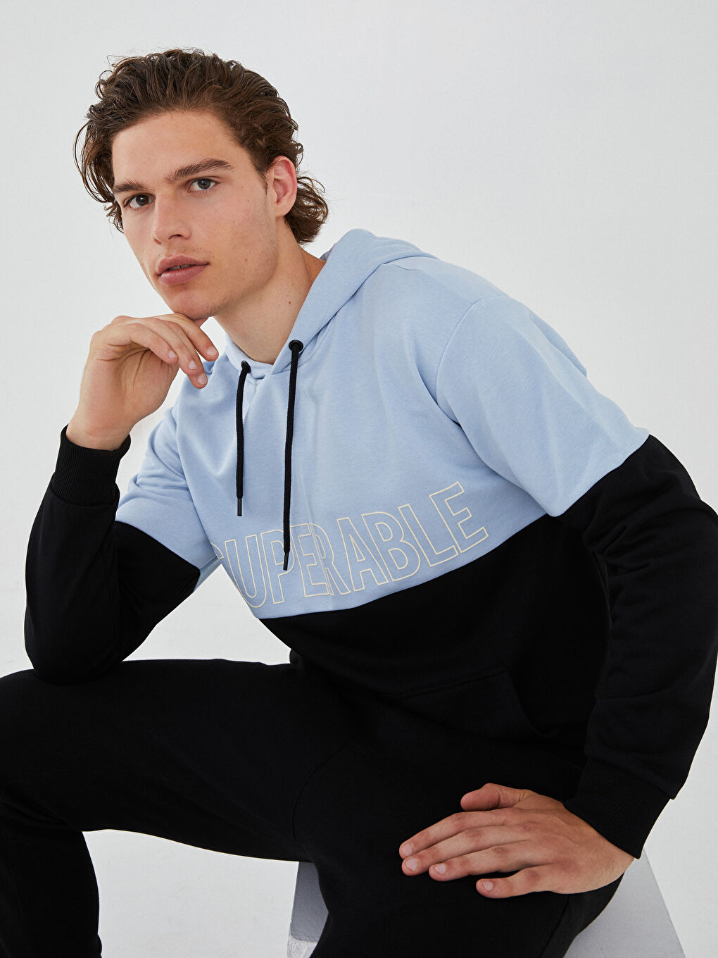 Long Sleeve Color Block Men's Hoodie