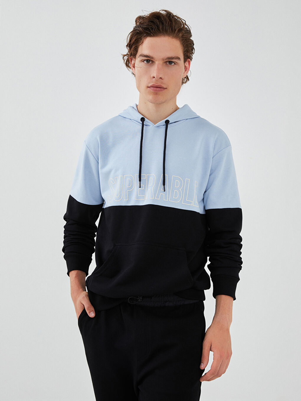 Long Sleeve Color Block Men's Hoodie-1