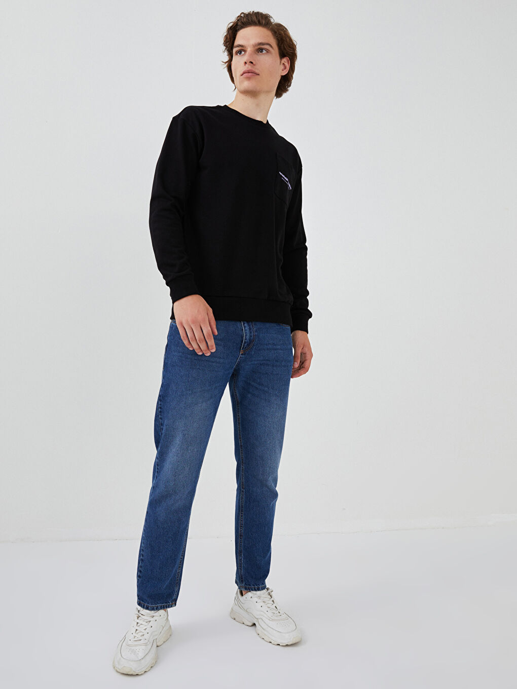 سويت شيرت كم طويل مطبوع تخين للرجال-4