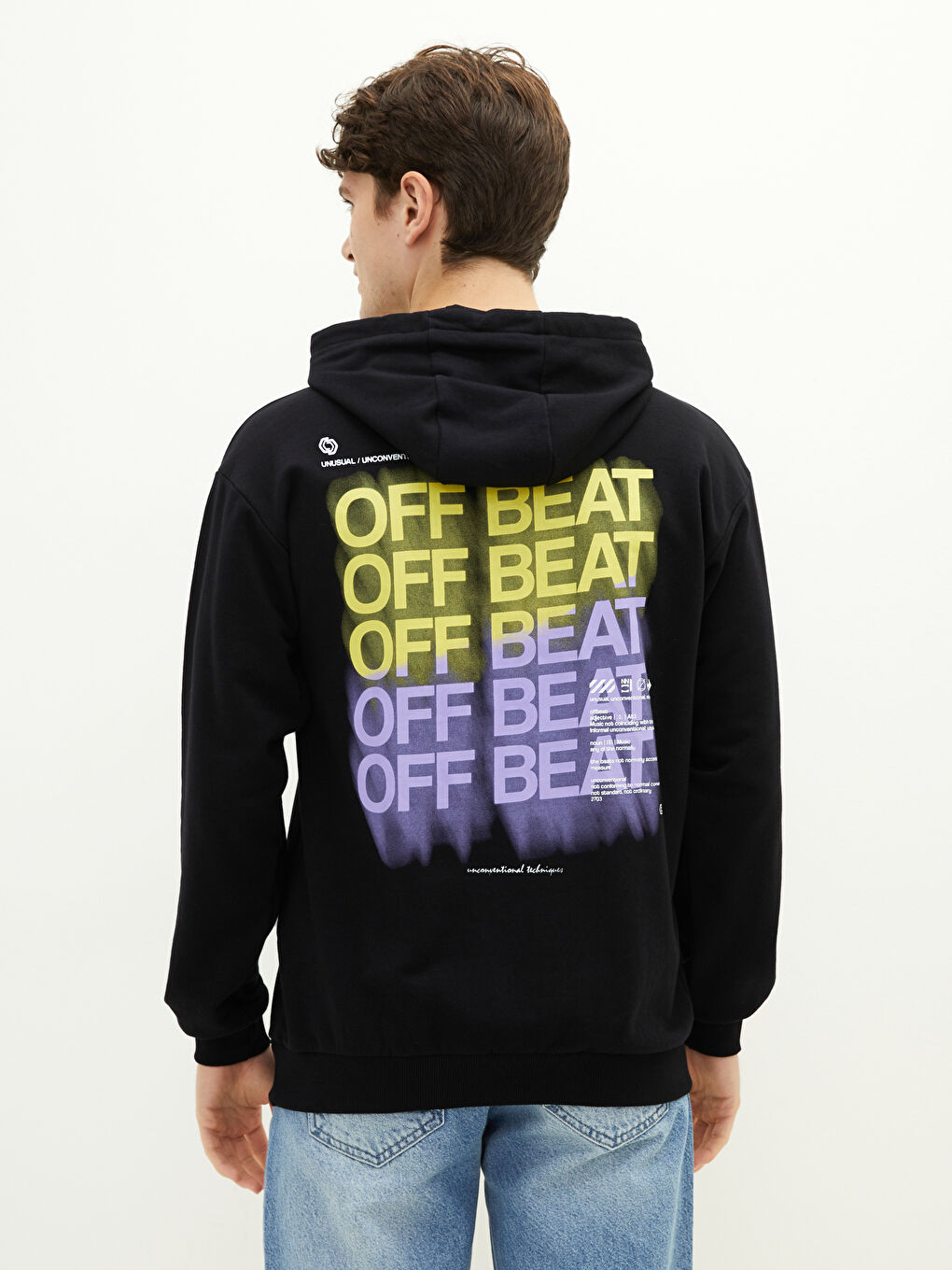 Ерлерге арналған ұзын жеңді принтті қалың худи-5