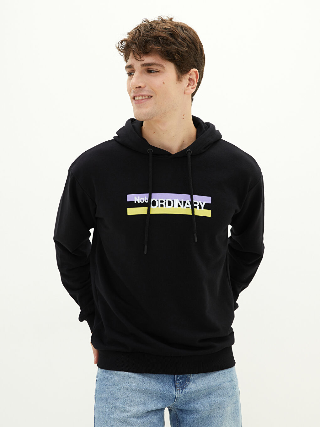 Ерлерге арналған ұзын жеңді принтті қалың худи-2