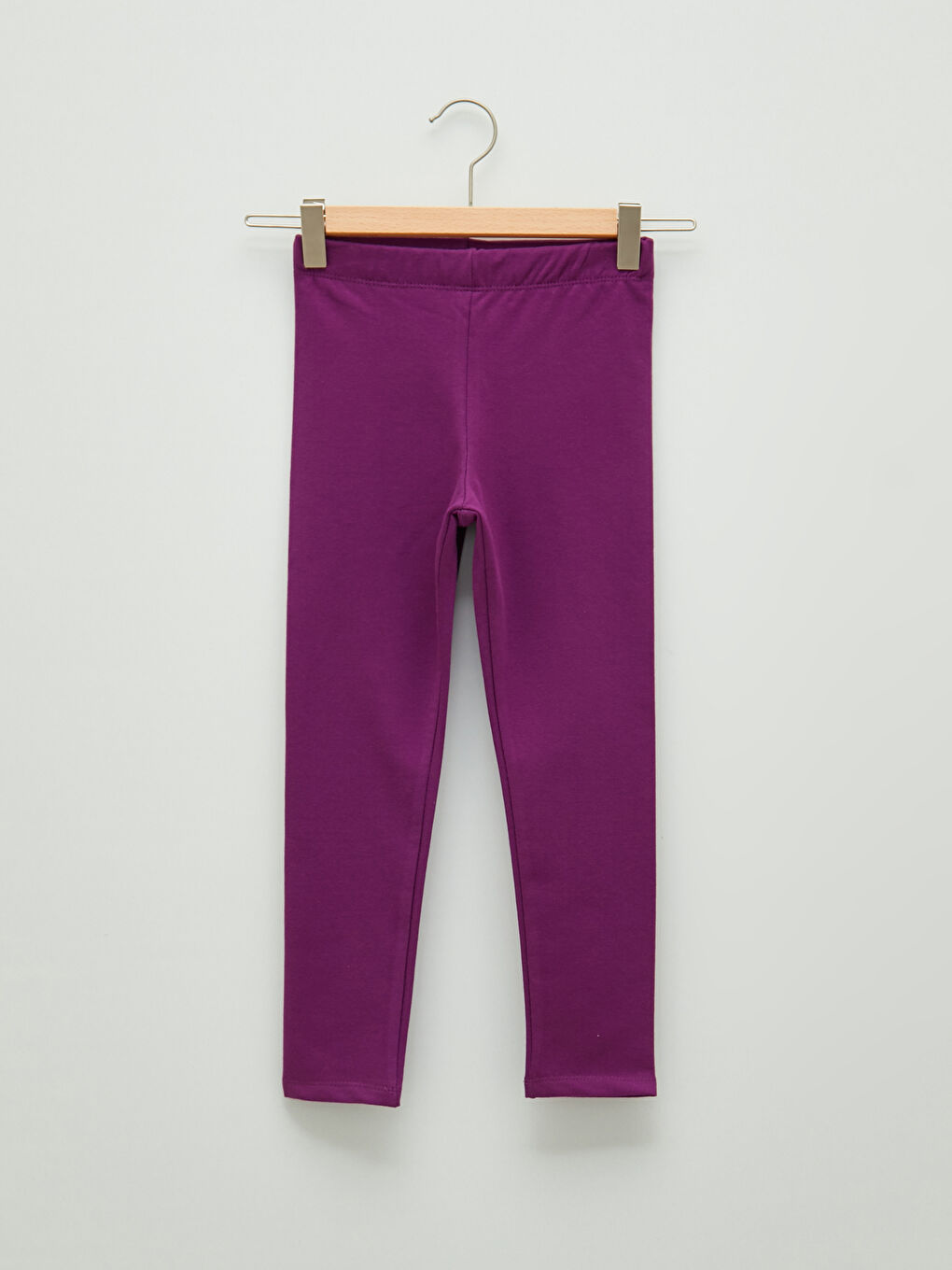 Mor Beli Lastikli Basic Kız Çocuk Uzun Tayt