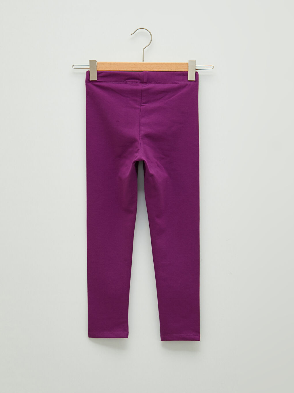 Mor Beli Lastikli Basic Kız Çocuk Uzun Tayt-1