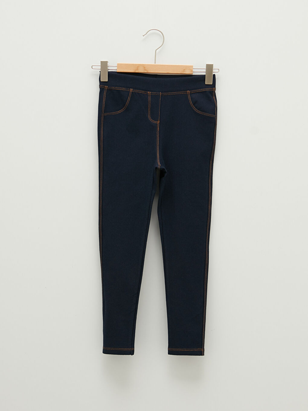 Elastic Waist Denim Look Girl Long Leggings