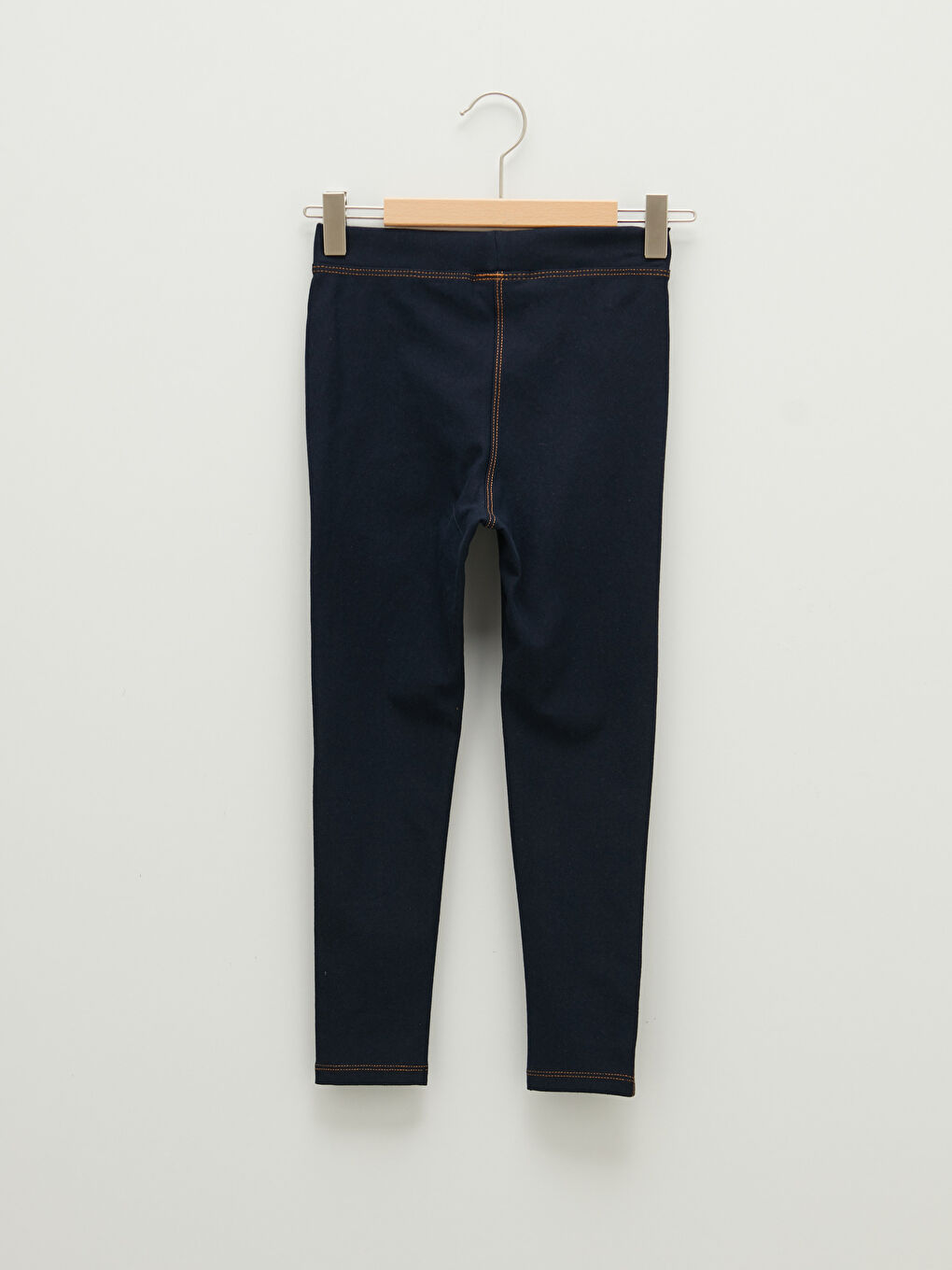 Elastic Waist Denim Look Girl Long Leggings-1