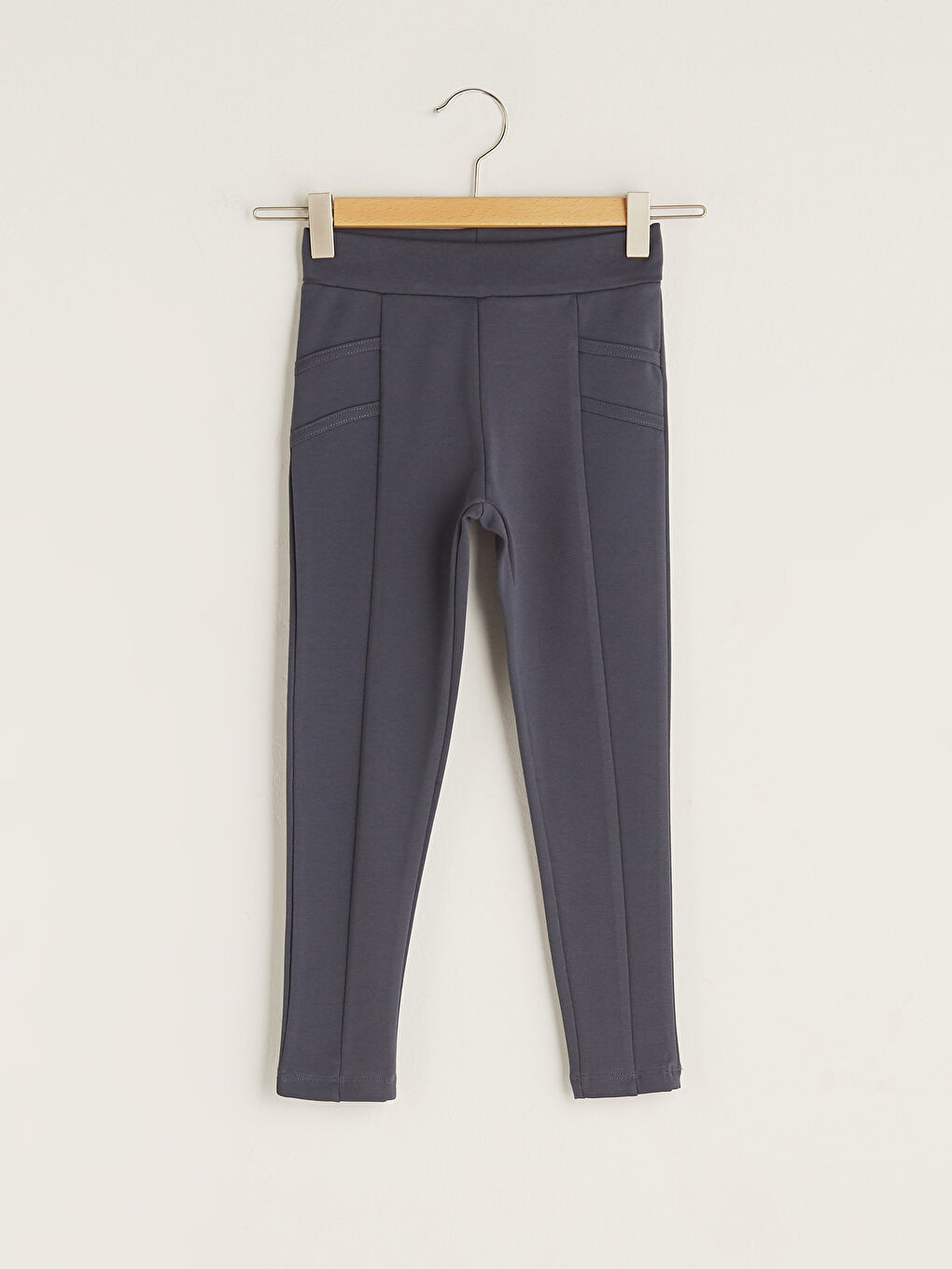 Antrasit Beli Lastikli Basic Kız Çocuk Tayt Pantolon