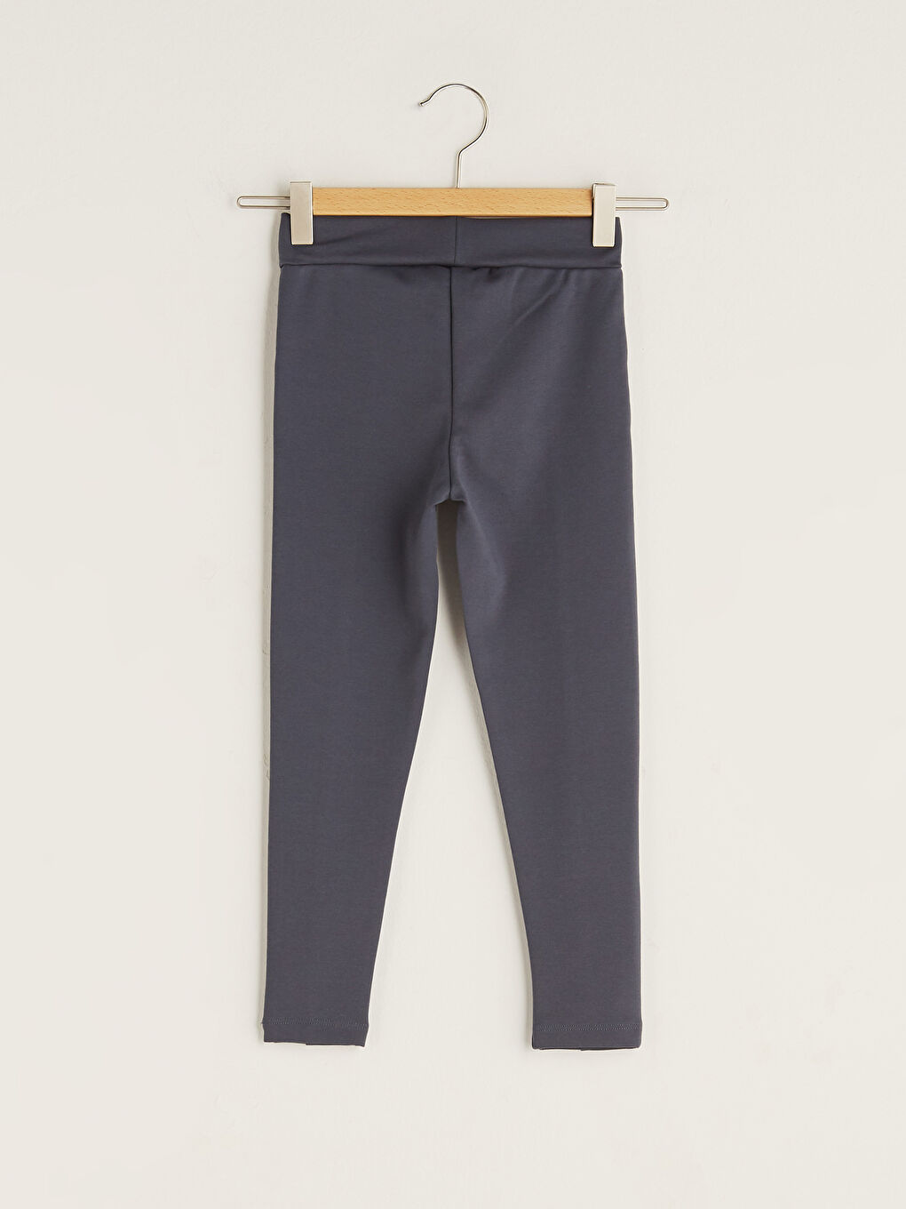 Antrasit Beli Lastikli Basic Kız Çocuk Tayt Pantolon-1