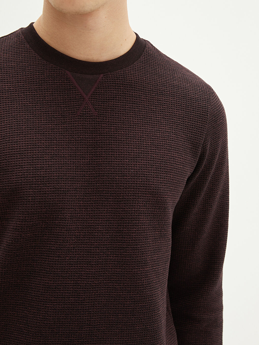 Bordo Bisiklet Yaka Uzun Kollu Erkek Sweatshirt-3