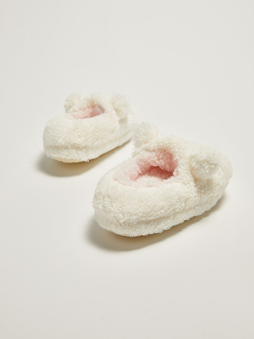 Embroidery Detailed Baby Girl Plush House Slippers-4