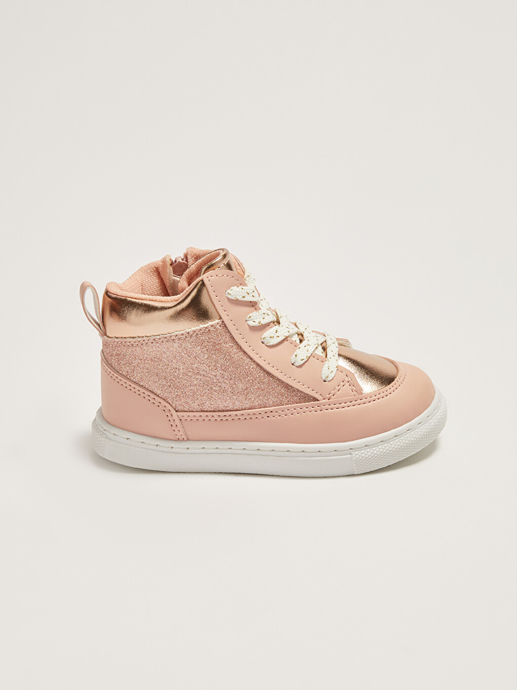 Leather Look Zippered Baby Girl Sneakers-1