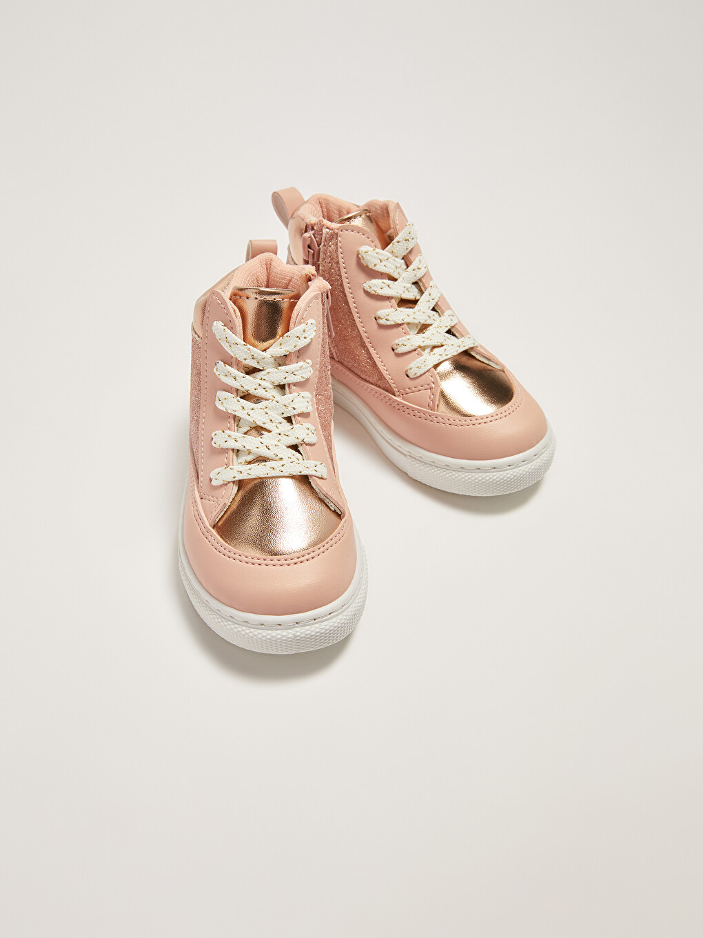Leather Look Zippered Baby Girl Sneakers-2