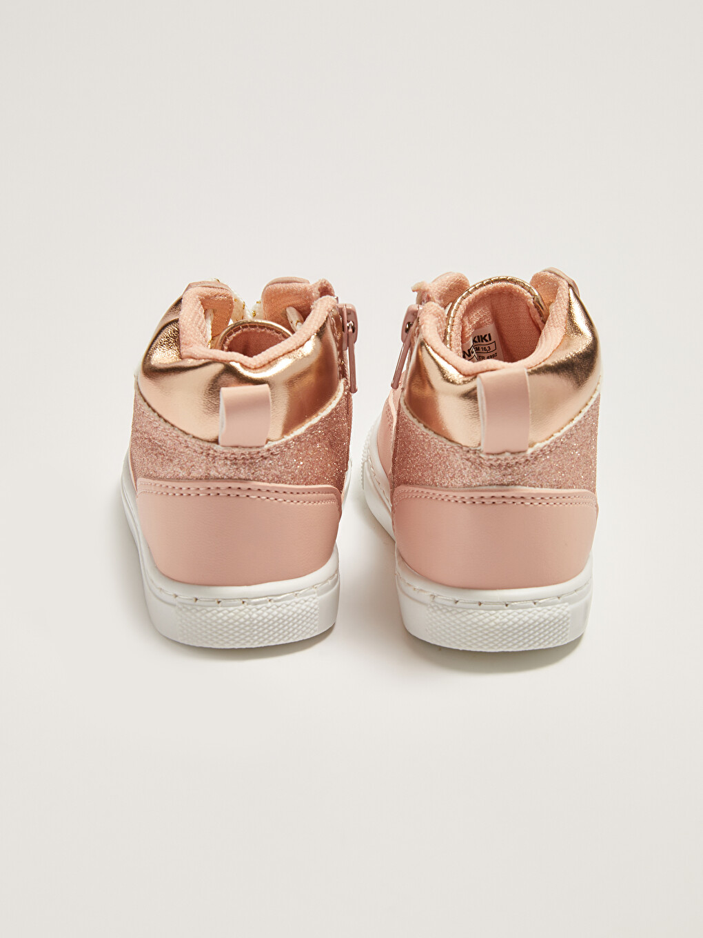 Leather Look Zippered Baby Girl Sneakers-3