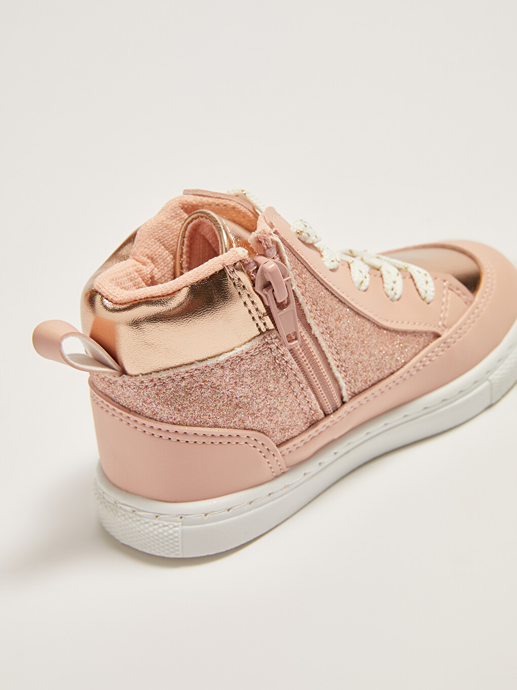 Leather Look Zippered Baby Girl Sneakers-4