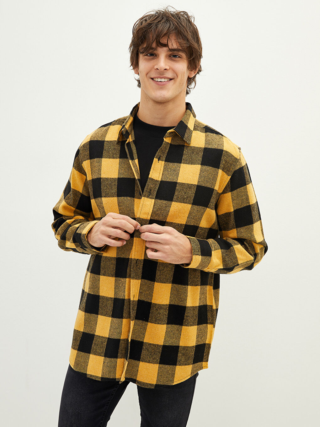 Regular Fit Long Sleeve Plaid Men's Flannel Shirt -W15582Z8-LQ2