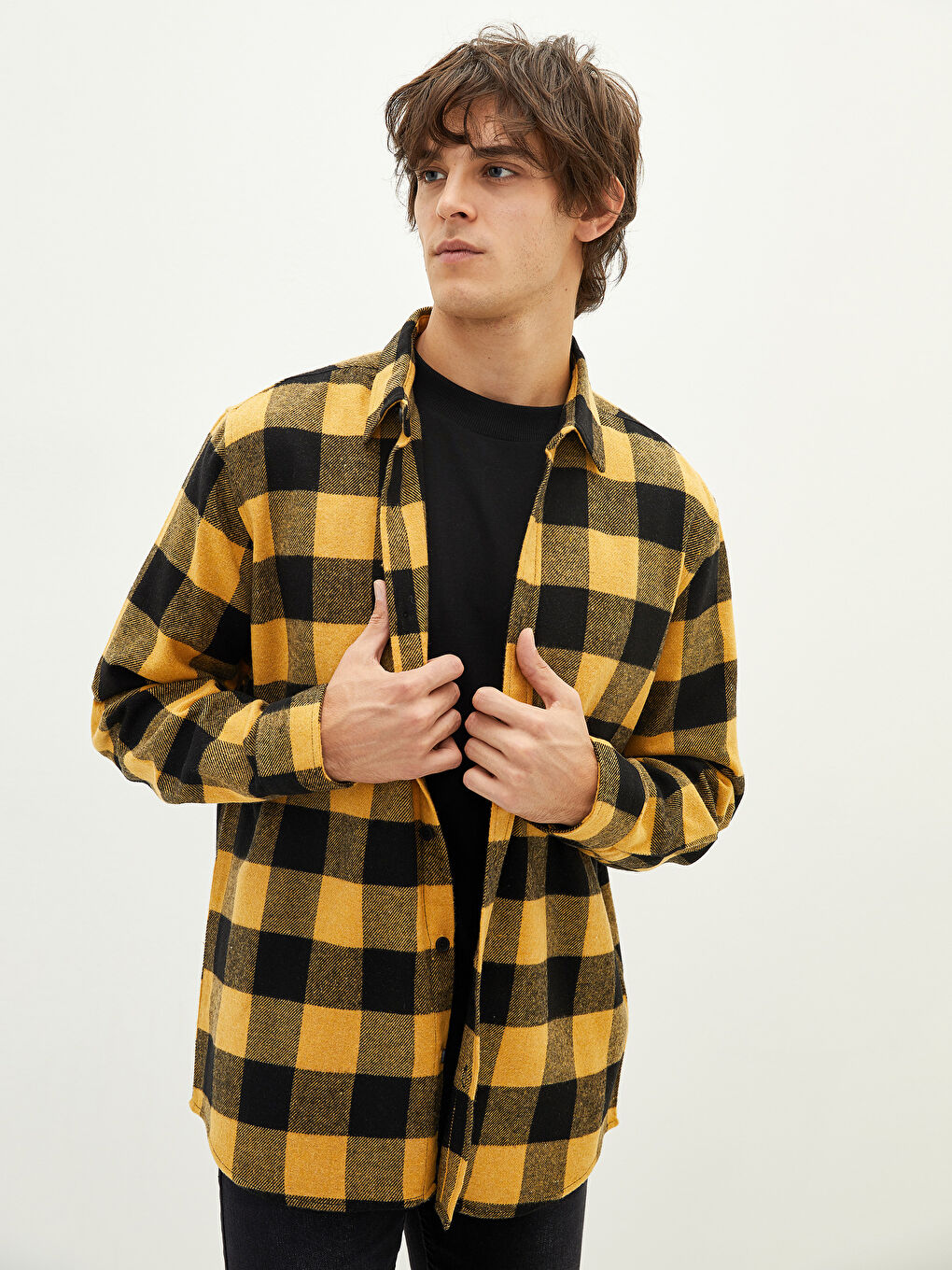 Regular Fit Long Sleeve Plaid Men's Flannel Shirt -W15582Z8-LQ2
