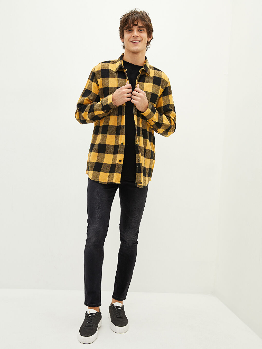 Regular Fit Long Sleeve Plaid Men's Flannel Shirt -W15582Z8-LQ2