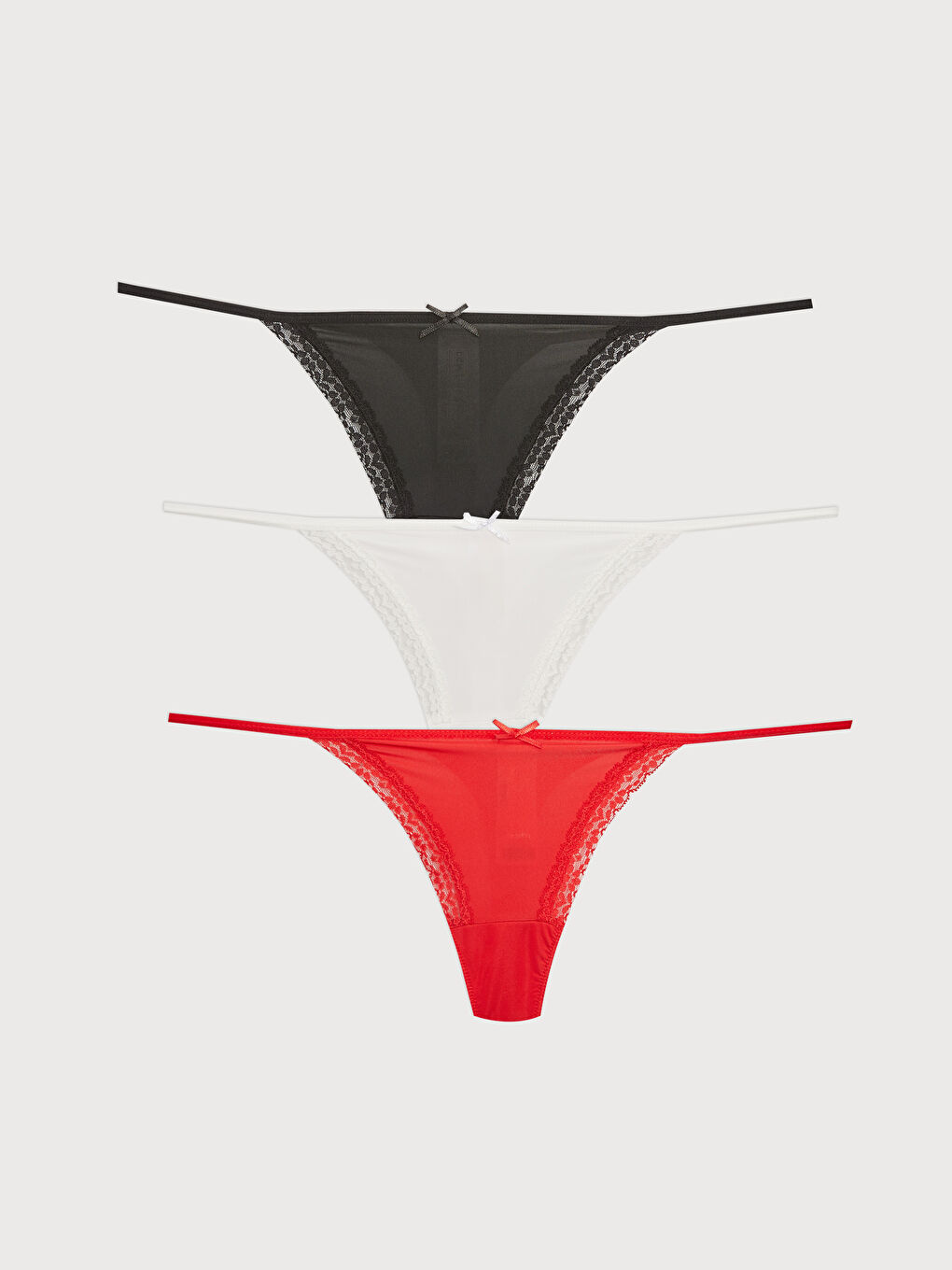 Lacy Bow Detailed Thong Panties 3-Pack