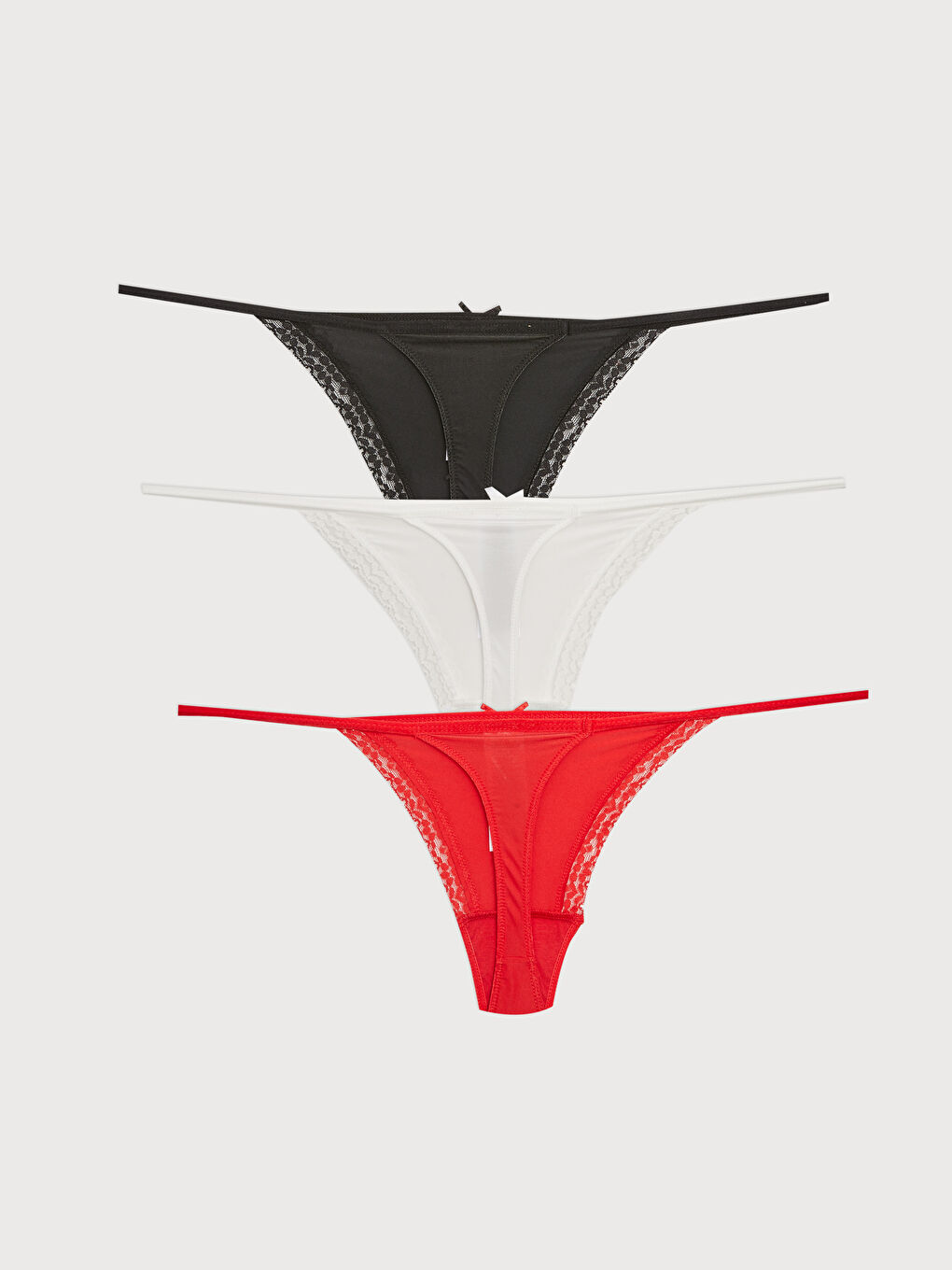 Lacy Bow Detailed Thong Panties 3-Pack-1